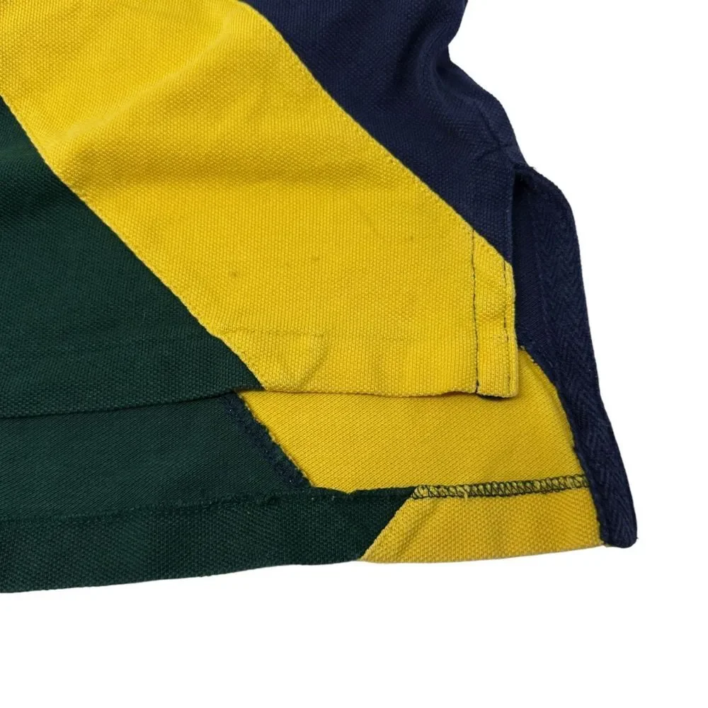 RALPH LAUREN Classic Fit‎ Navy Green Yellow Stripe Big Pony Yellow Pony Rugby XL